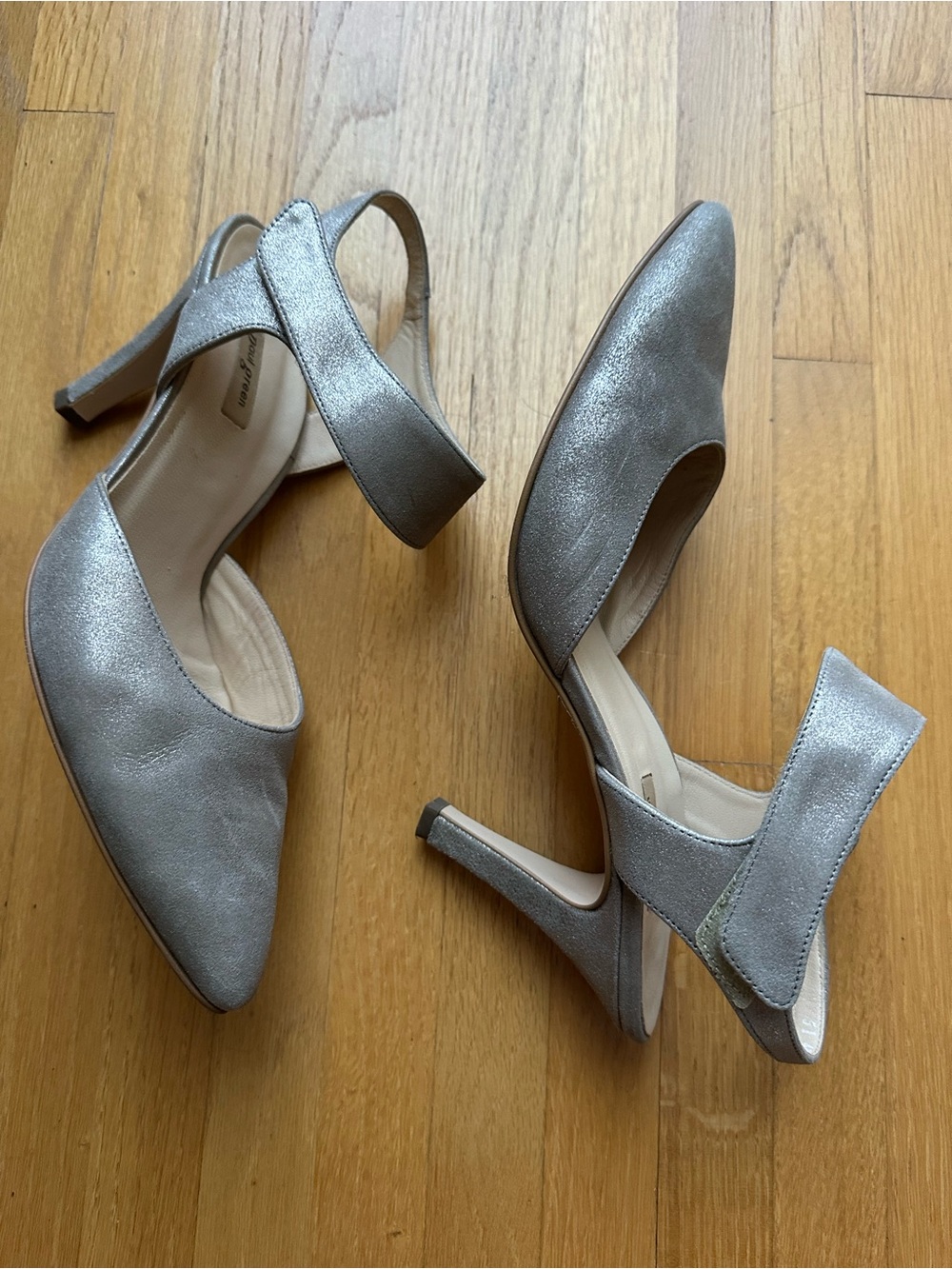 Paul Green Champagne Metallic Leather Pumps with Ankle Strap